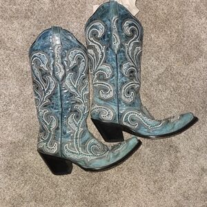 Women's Blue Embroidered Western Boots